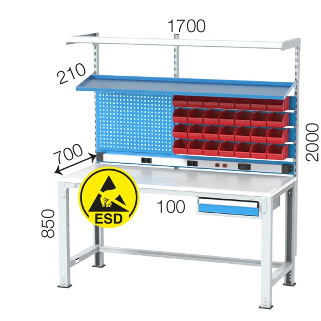 ESD работна маса с антистатичен плот