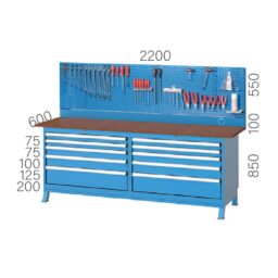 3641 - шлосерска работна маса с 10 чекмеджета и табло за инструменти