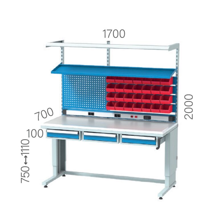 3682 - антистатична маса за електроника с ESD плот и 3 чекмеджета • Мизипак