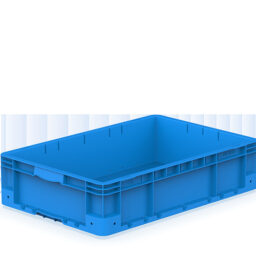 ниска пластмасова каса с външни дръжки и дренажни отвори