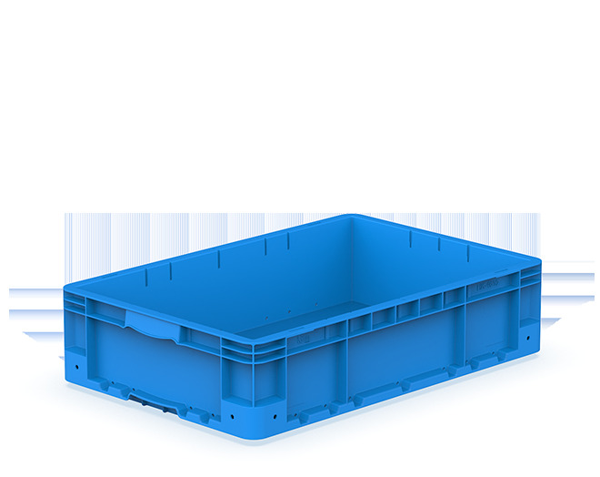 ниска пластмасова каса с външни дръжки и дренажни отвори