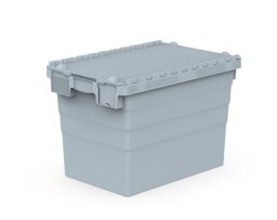 висока пластмасова каса с прикачен капак