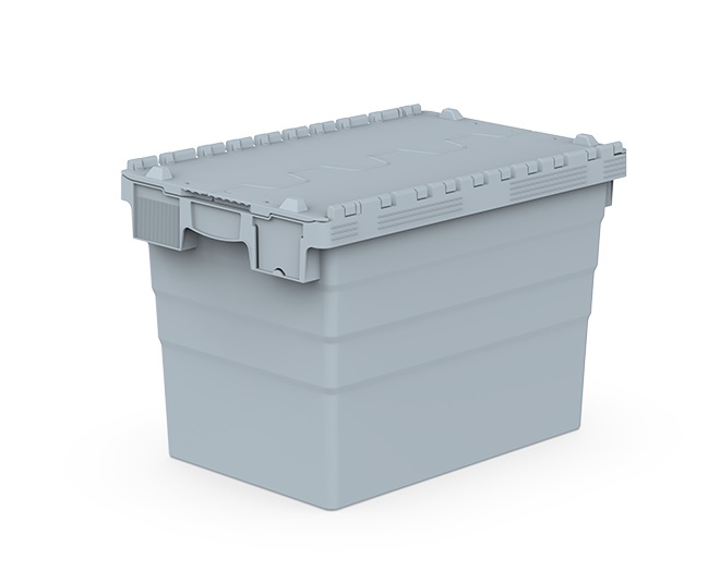 висока пластмасова каса с прикачен капак