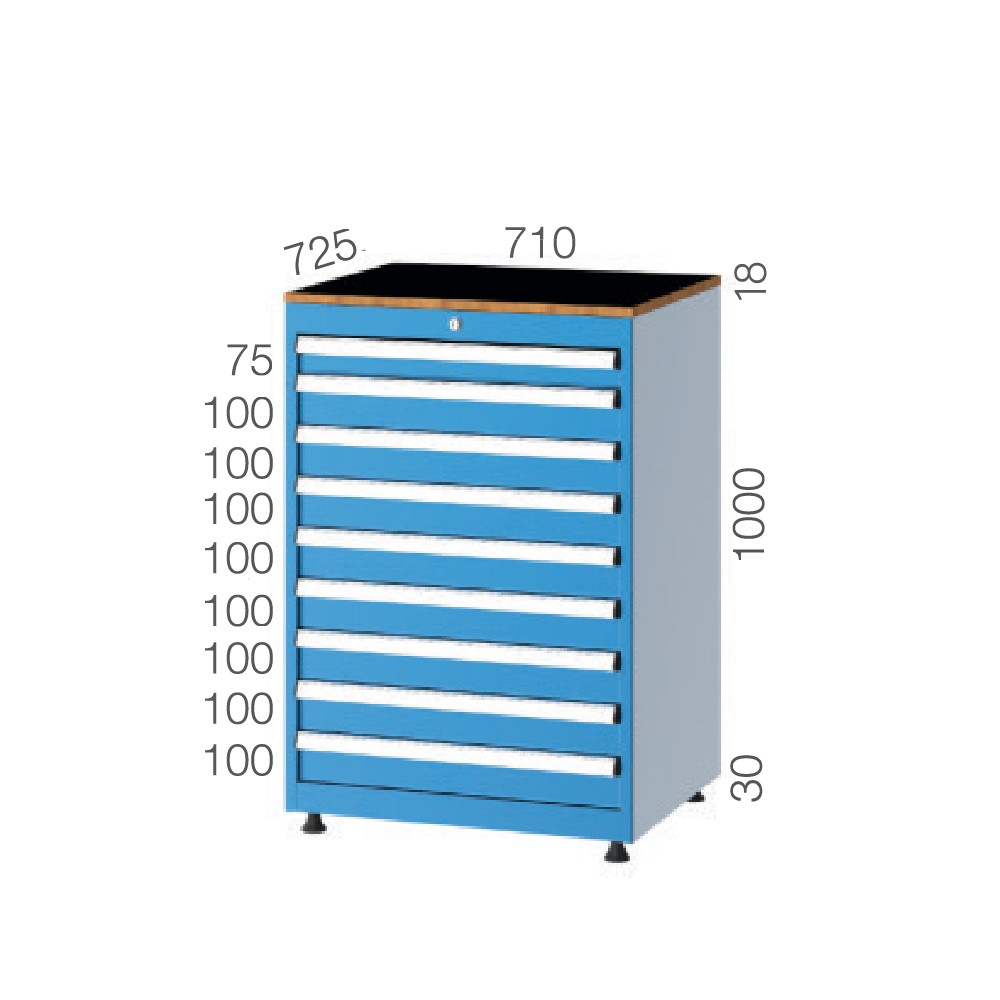 метален шкаф с 9 чекмеджета
