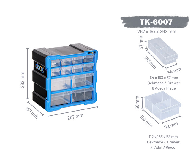 TK-6007 - шкаф органайзер с 12 чекмеджета - 1