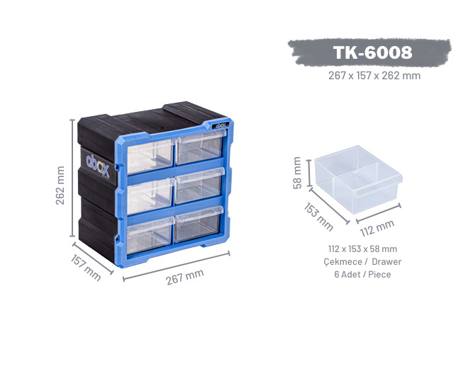 TK-6008 - шкаф органайзер с 6 чекмеджета - 1