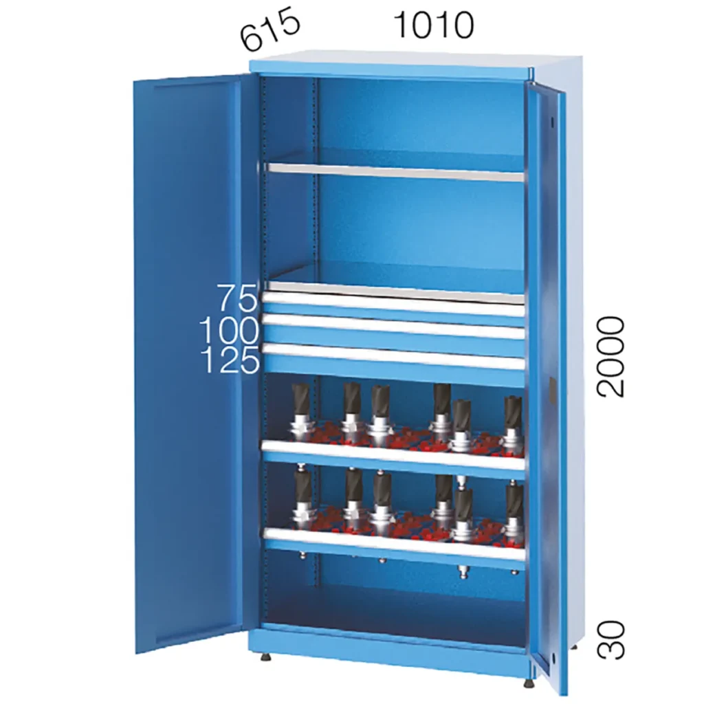 шкаф за cnc инструемнти с изтеглящи се рафтове