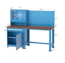 7345 - работна маса с компютърен шкаф, чекмедже и панел за инструменти - 1830x600x1500 mm.