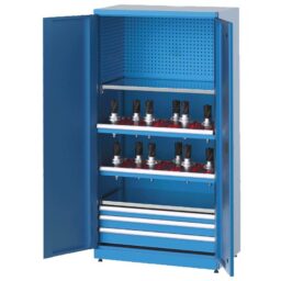 2160 - шкаф за CNC инструменти с 48 бр. държачи за морсов конус, 3 чекмеджета, 2 рафта и табло за окачване - 615 x 1010 x 2000 mm.